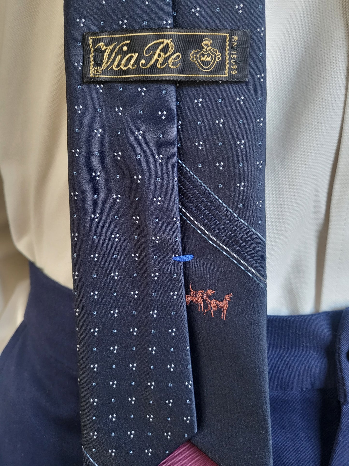 Vintage Navy Dot with Polo Player Necktie