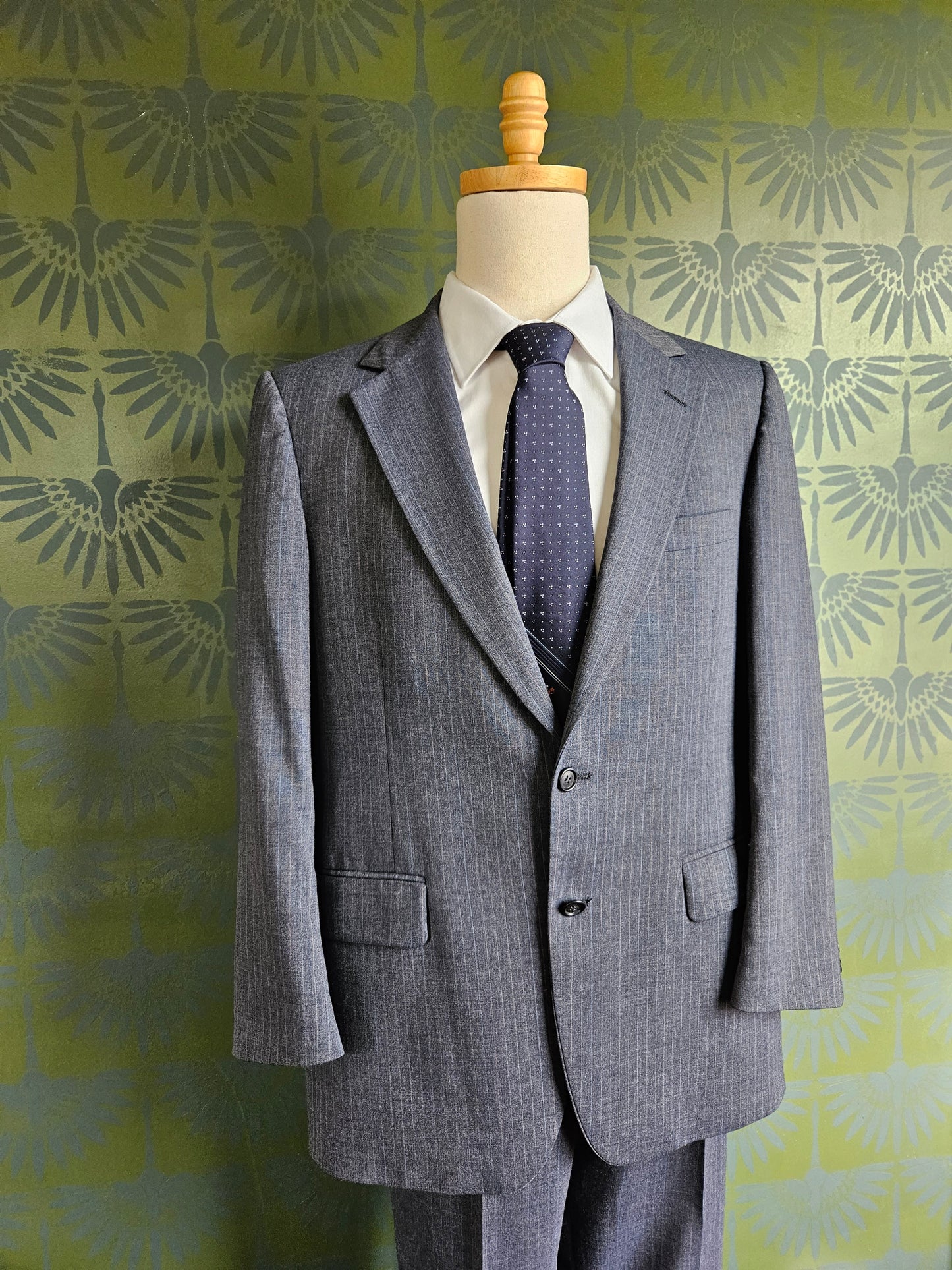 STYLE 8009 - Vintage "Sansabelt" Suit by Jaymar-Ruby" Gray Pinstripe