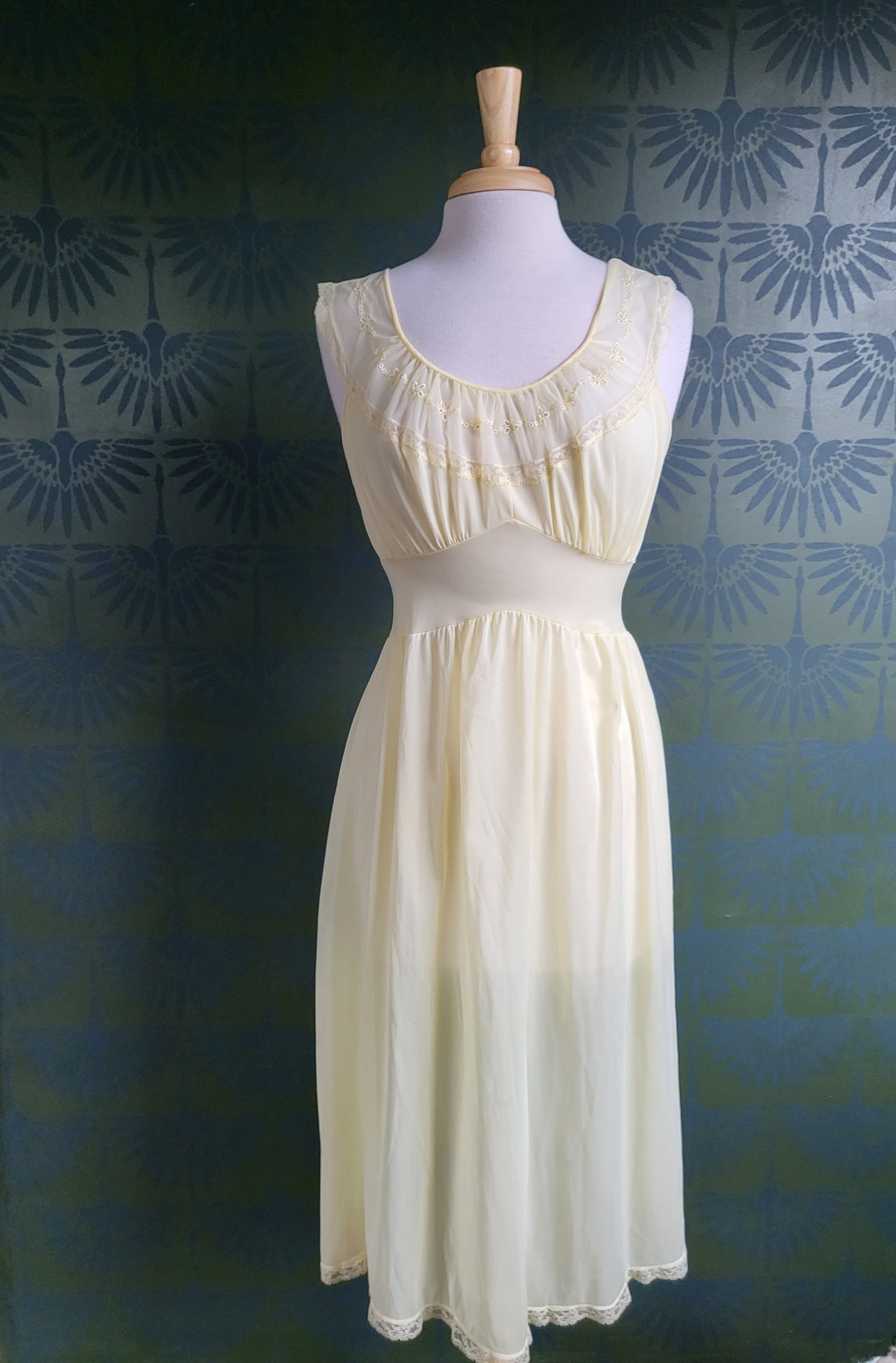 SOLD - Vintage 1950's-1960's Lemon Yellow Chiffon Slip Negligee