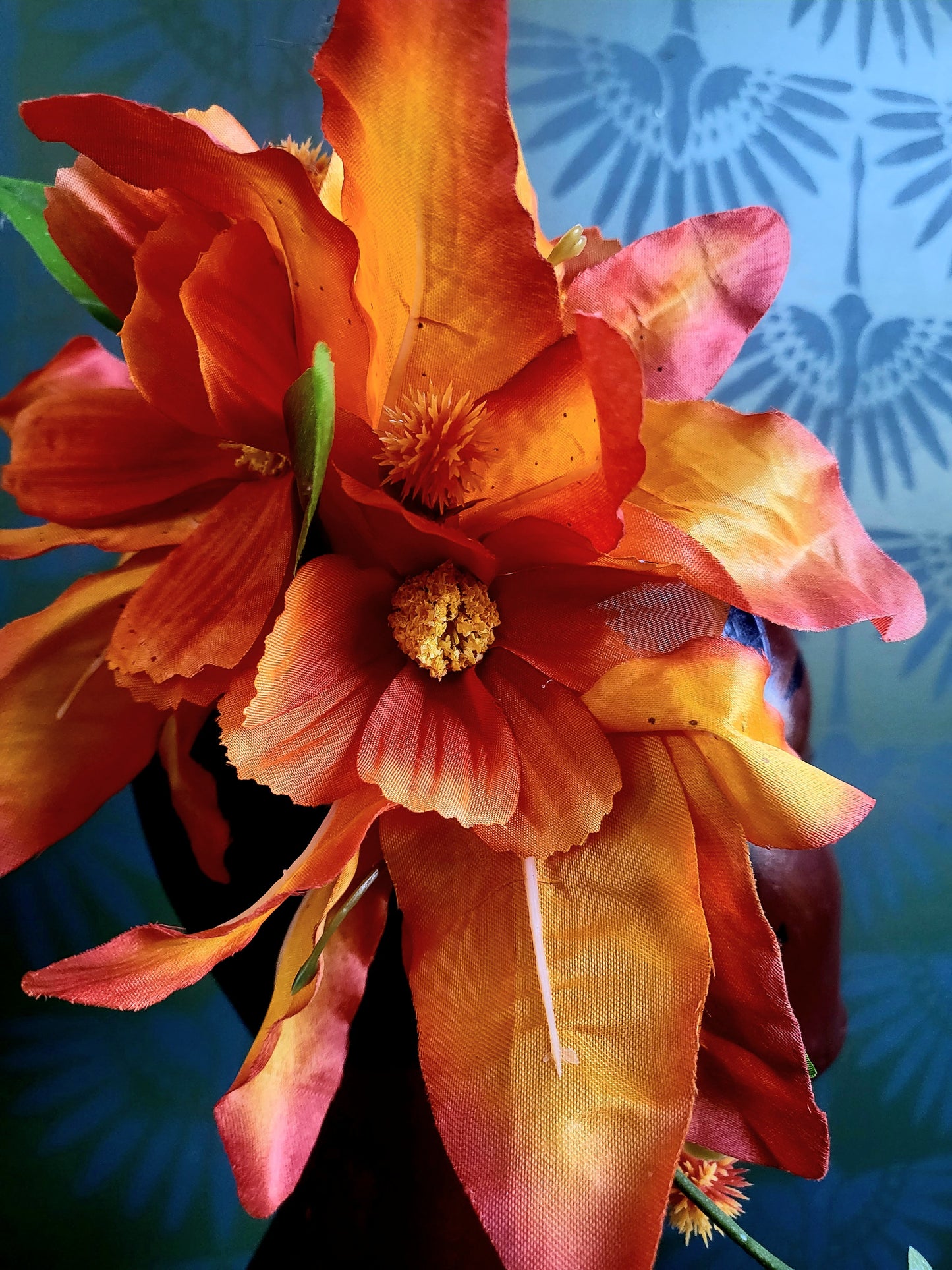 HAT60 - STYLE A - Orange Tropical Hair Flower