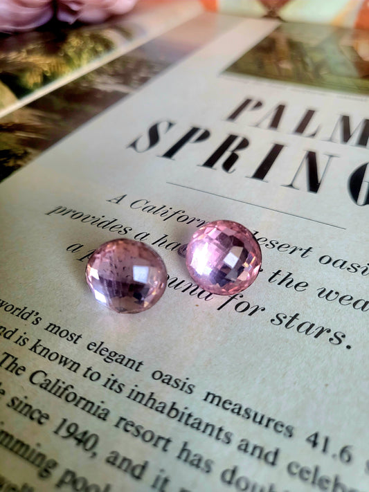 SOLD -Vintage Large Pink Rhinestone Studs (Screw Post)