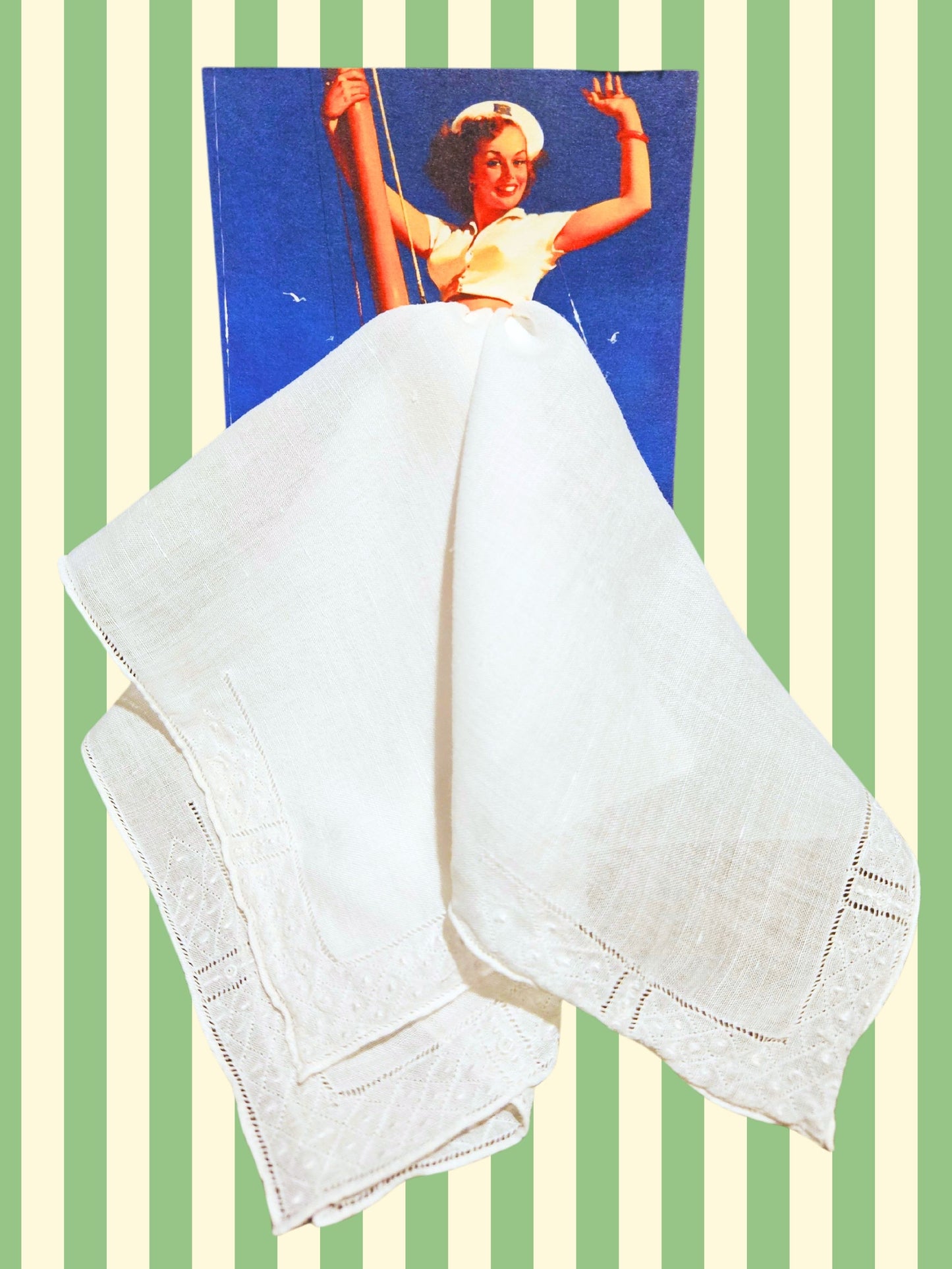 SOLD - Vintage Handkerchief Pinup Card