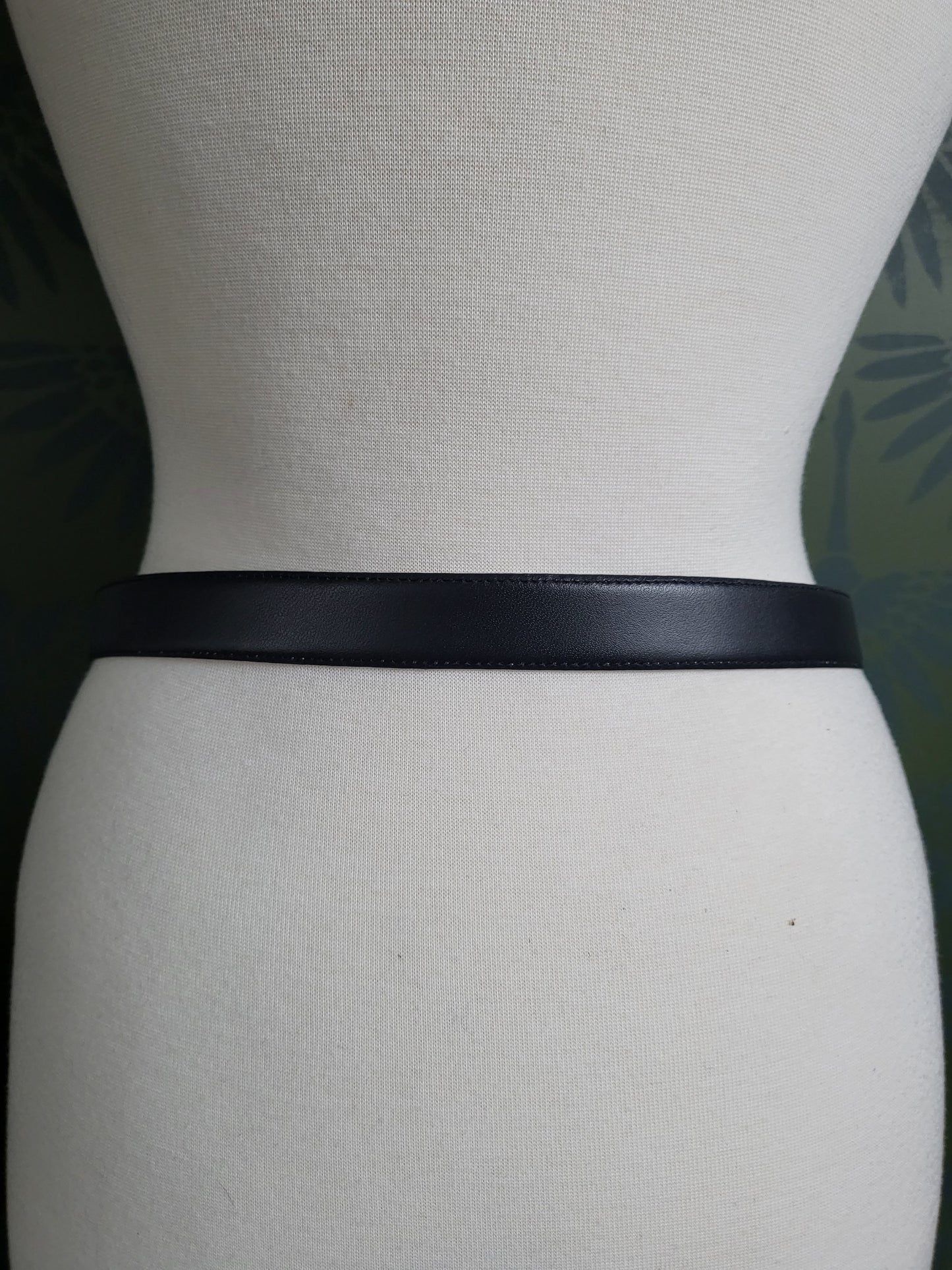 Vintage "Rodier" Black and Ivory Leather Deco Style Belt