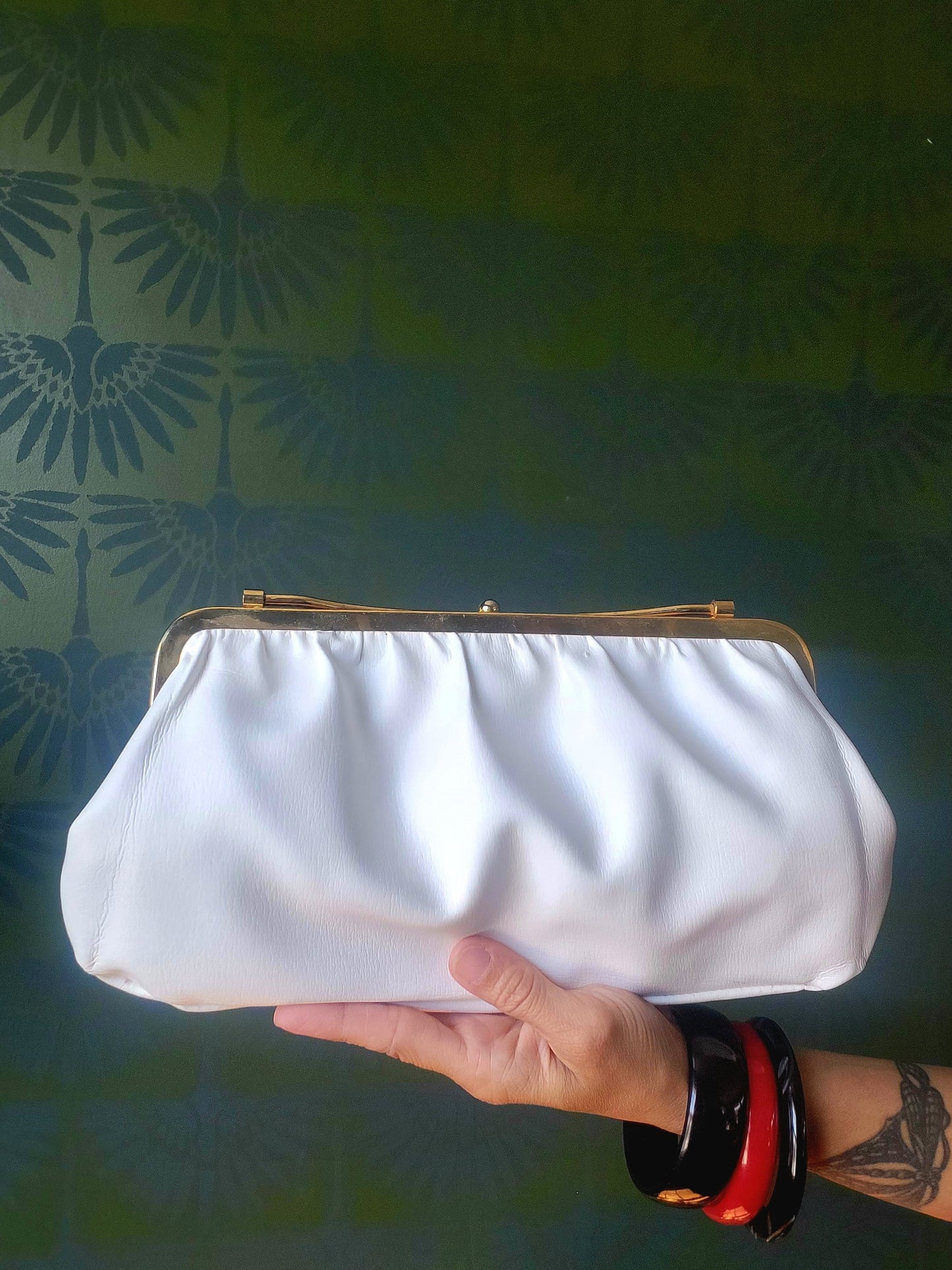 SOLD - Vintage Black and White Reversible Clutch