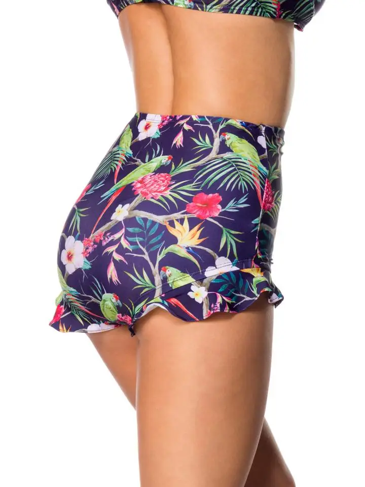 Retro Tropical Bikini Bottoms - Dark Blue