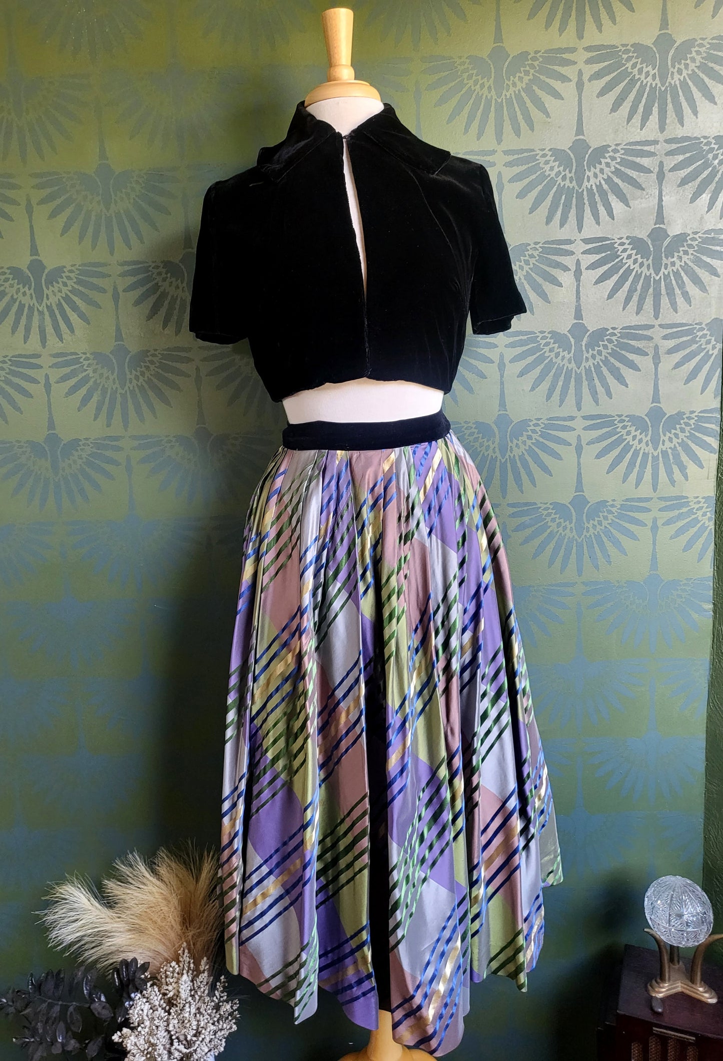 Vintage 1950's Jo Collins Full Skirt and Velvet Bolero Set