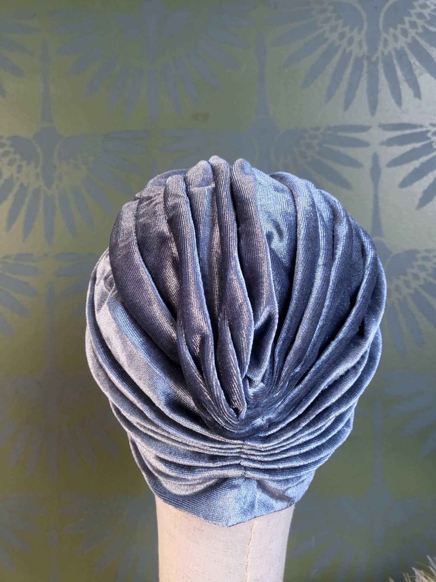 HAT65 - Velvet Turban -Blue Ice