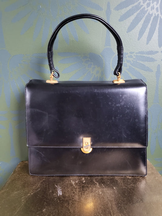 SOLD - Vintage 1950's-1960's Black Handbag with Twist Lock