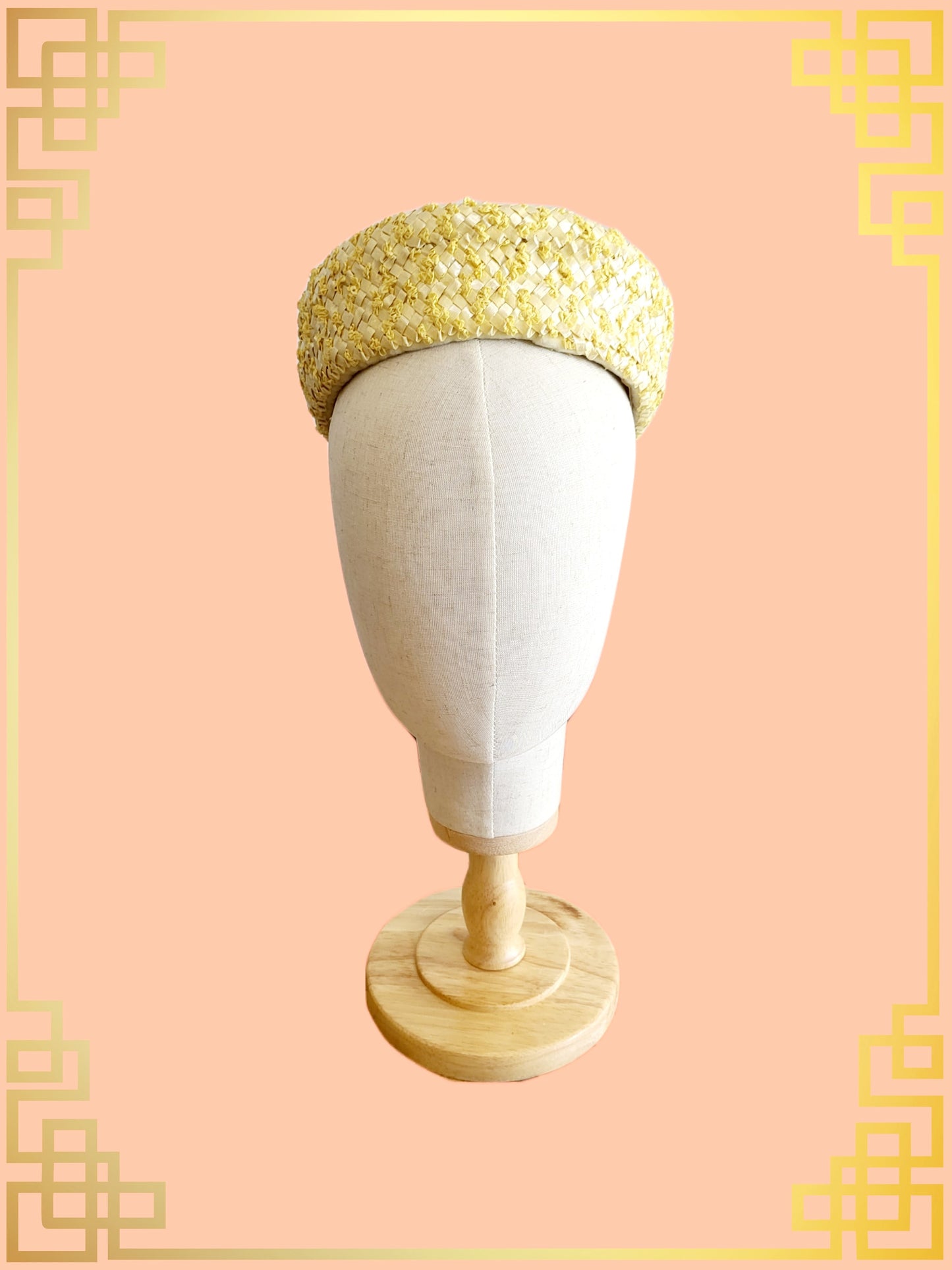 SOLD - Vintage Lemon Yellow Woven Pillbox Hat