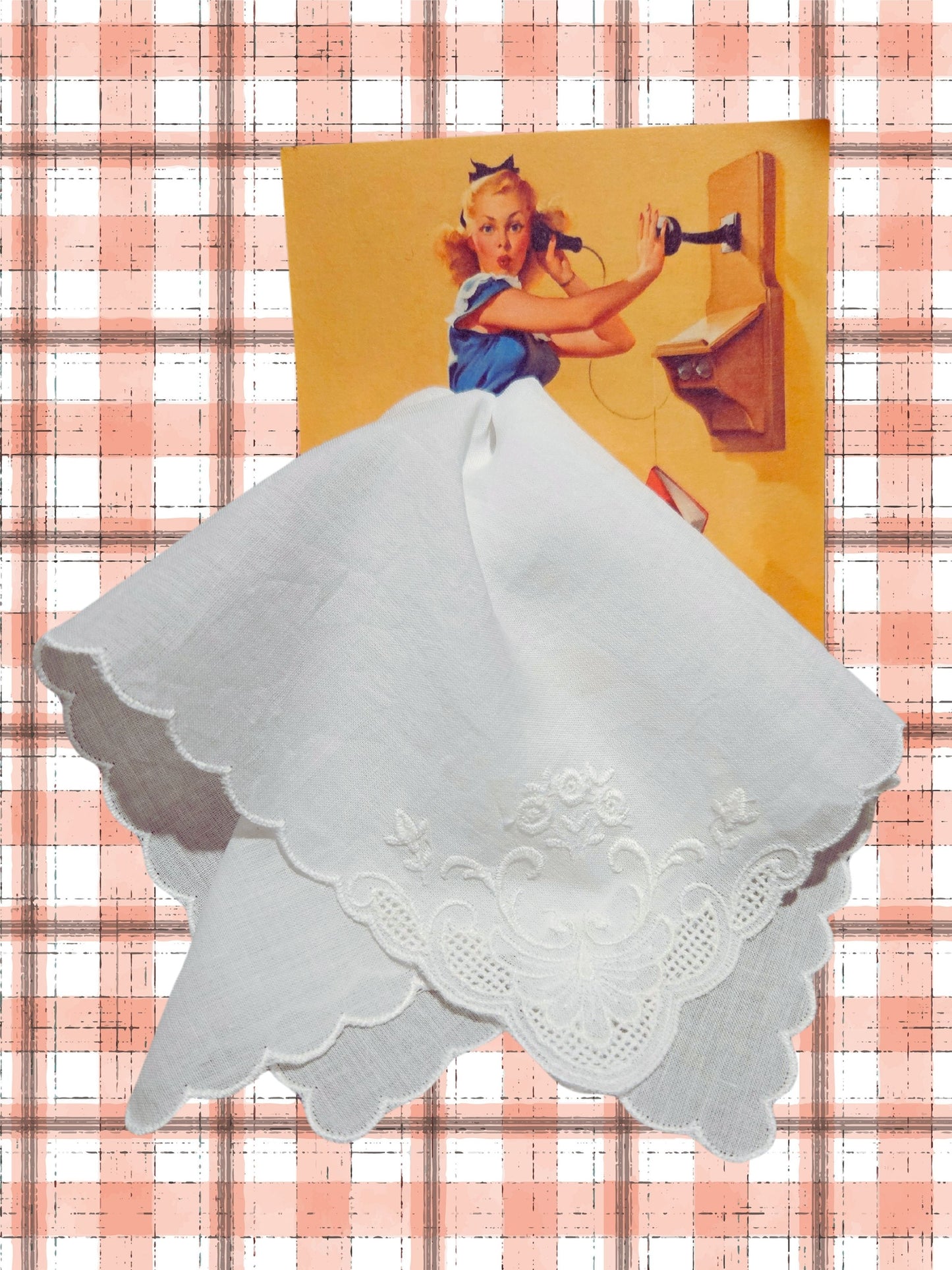 SOLD - Vintage Handkerchief Pinup Card