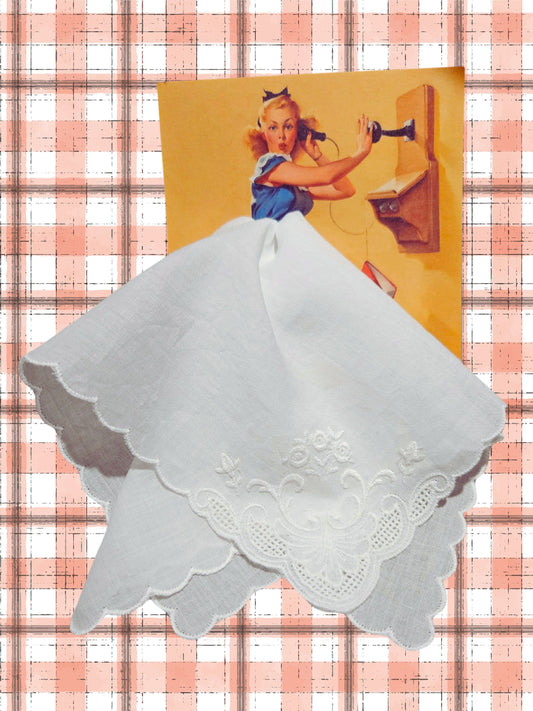 SOLD - Vintage Handkerchief Pinup Card