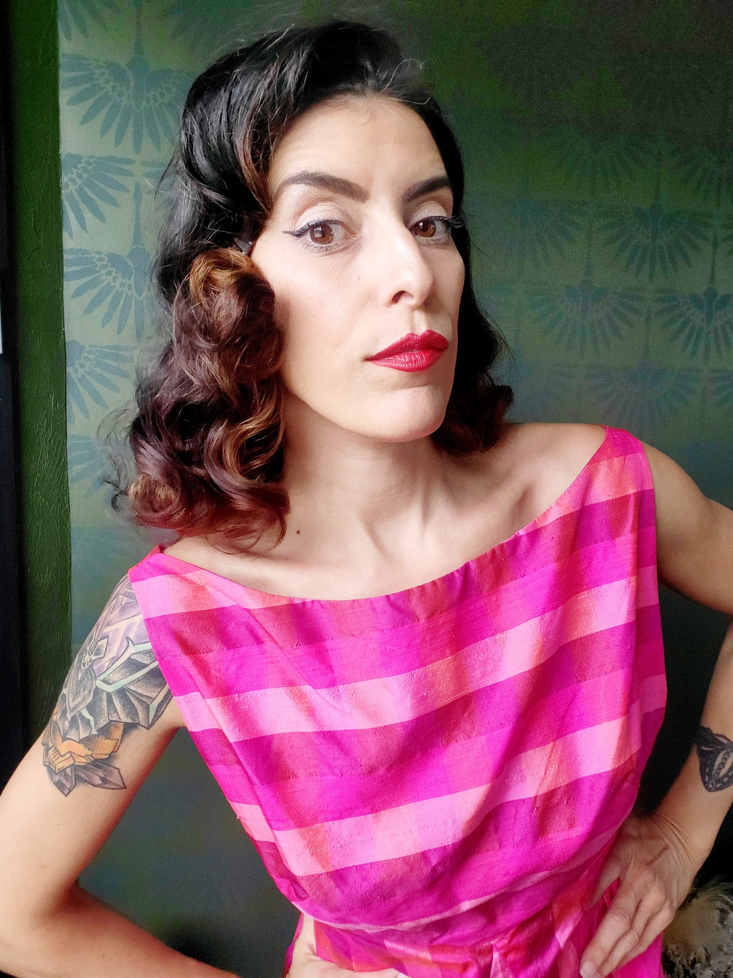 SOLD - Vintage 1960's Vibrant Magenta Cocktail Dress