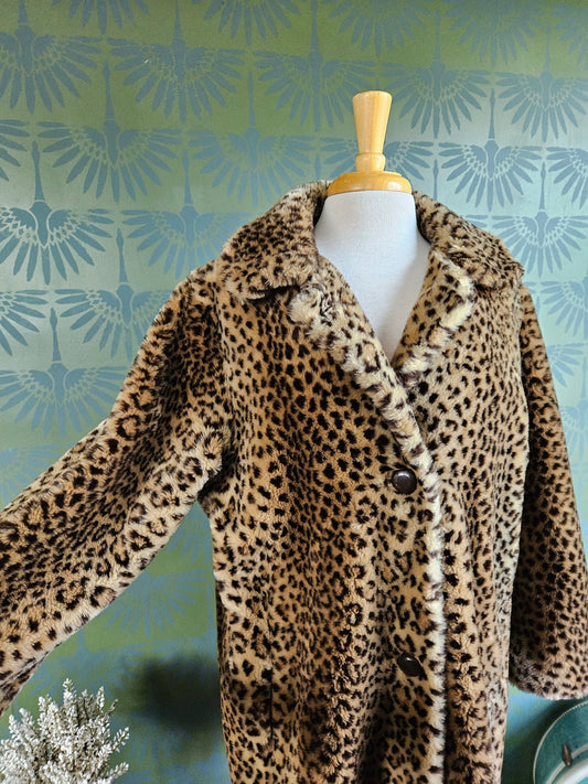 SOLD - Vintage 1990's "KC Collection" Faux Leopard Box Coat