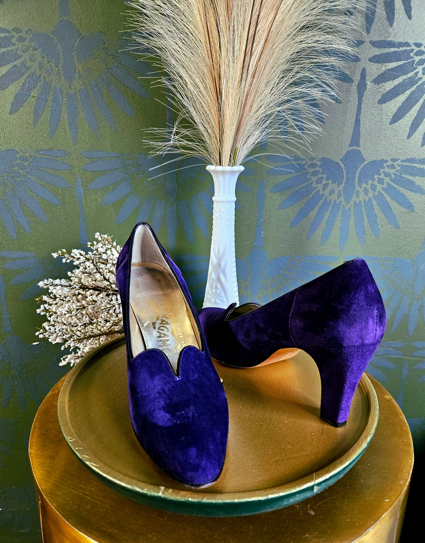 SOLD - Vintage 1980's-1990's "Salvatore Ferragamo" Saks Fifth Avenue Purple Suede Pumps