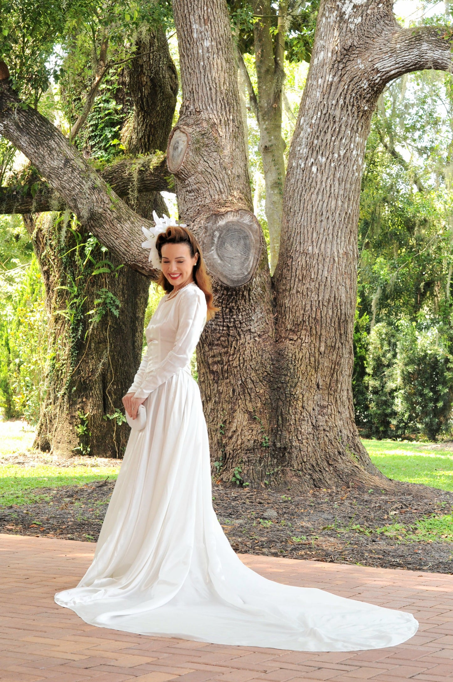 STYLE 1001 - Vintage 1940's-1950's Ivory Satin Wedding Gown