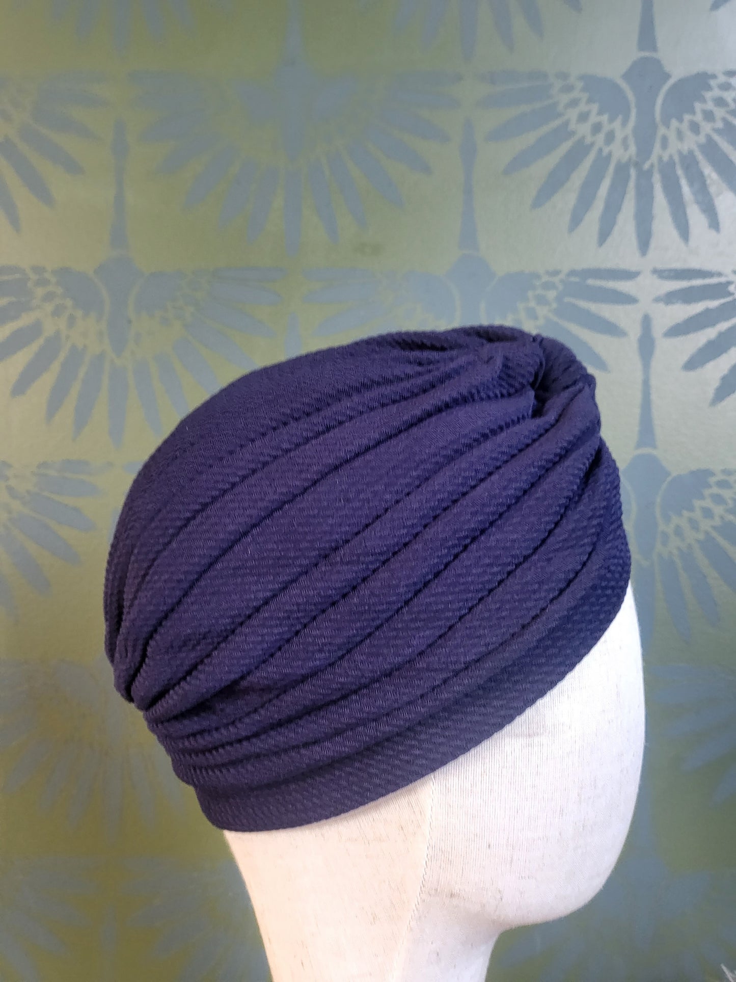 HAT68 - Woven Turban- Navy