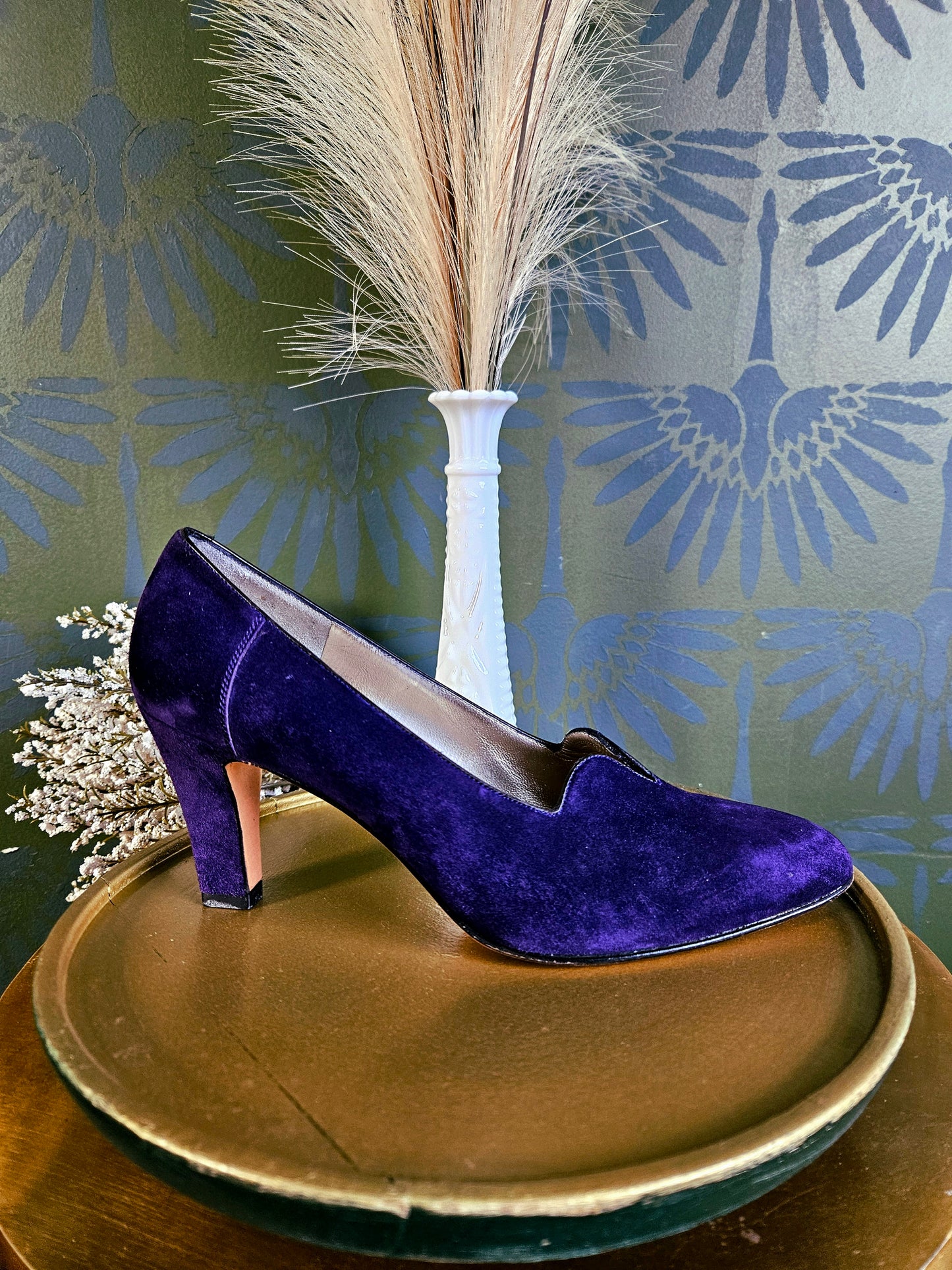 SOLD - Vintage 1980's-1990's "Salvatore Ferragamo" Saks Fifth Avenue Purple Suede Pumps