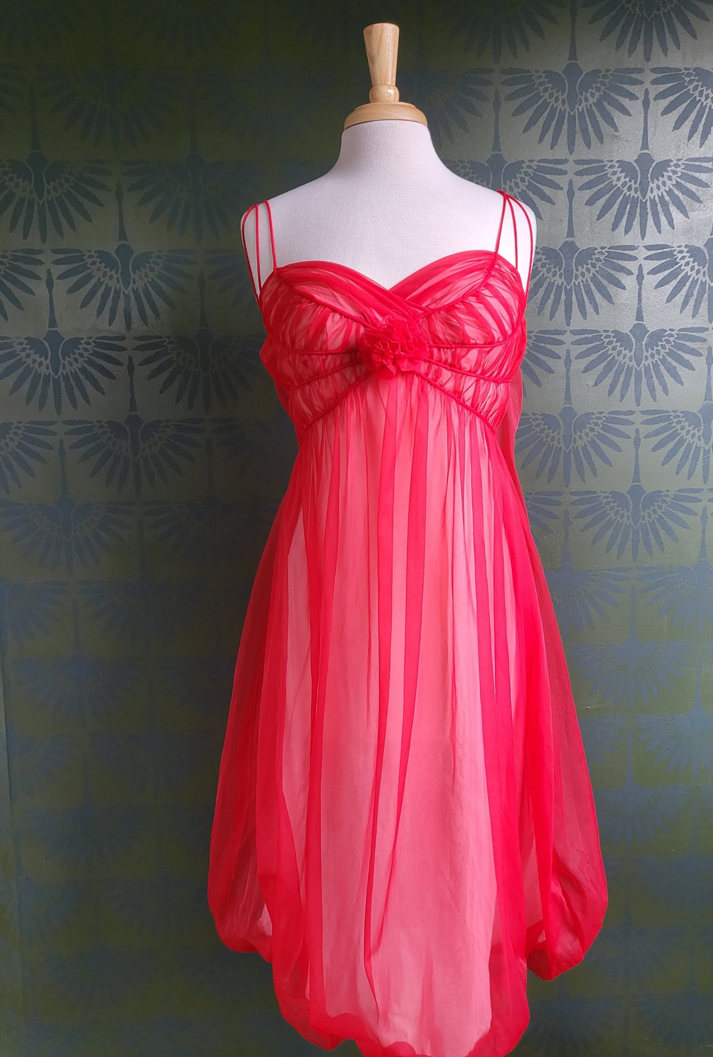 SOLD - Vintage 1950's-1960's Rogers Red Chiffon Negligee