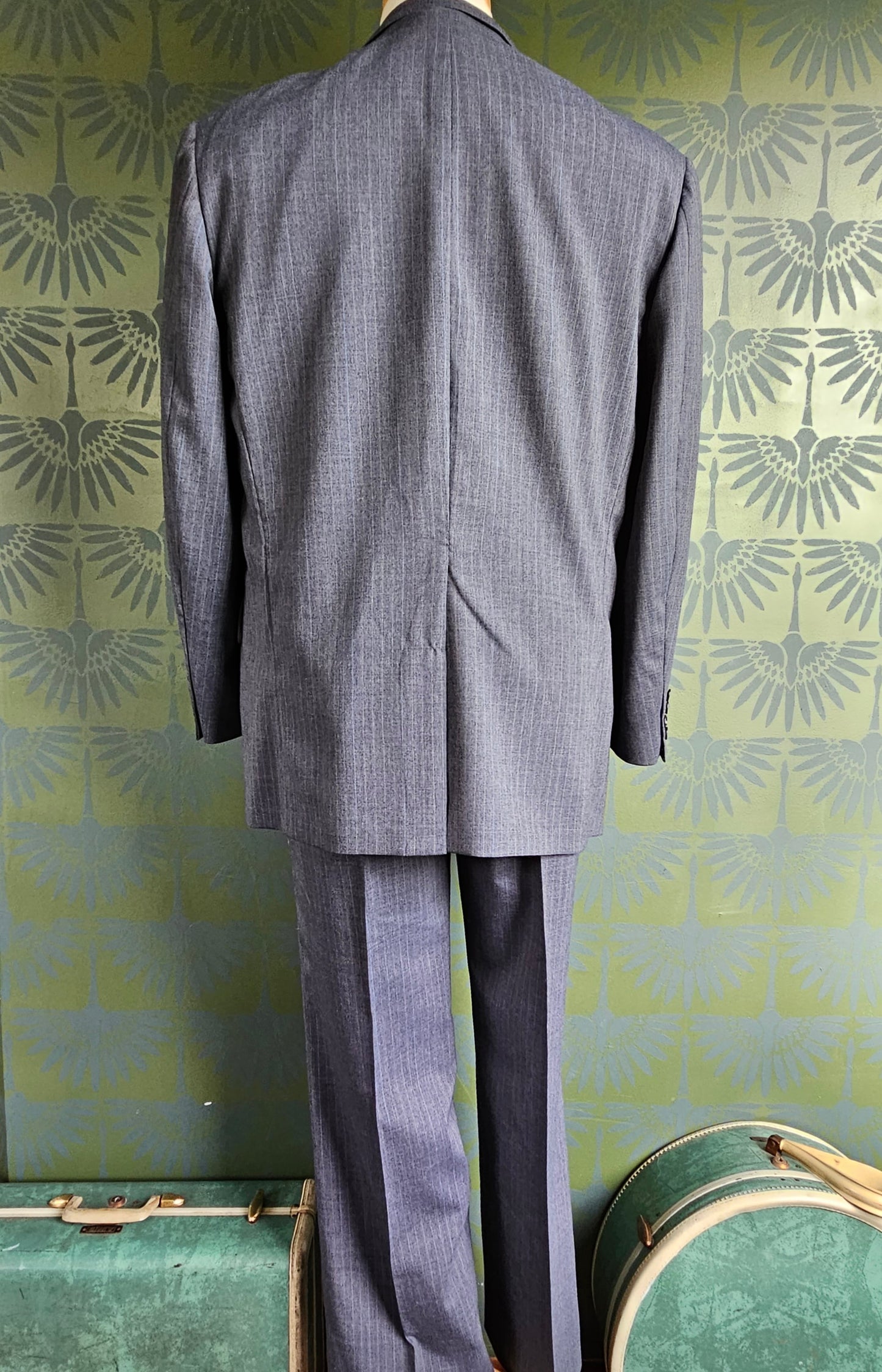 STYLE 8009 - Vintage "Sansabelt" Suit by Jaymar-Ruby" Gray Pinstripe