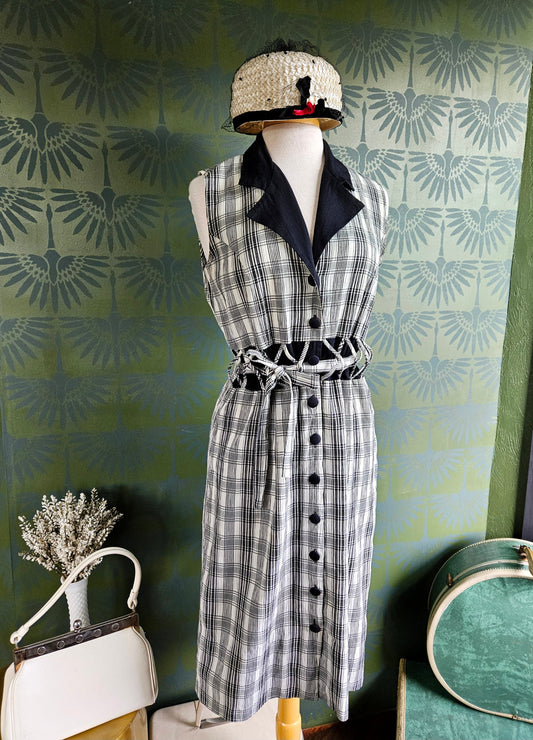 SOLD - Vintage 1980's "Cindy" Plaid Shirtwaist Shift Dress