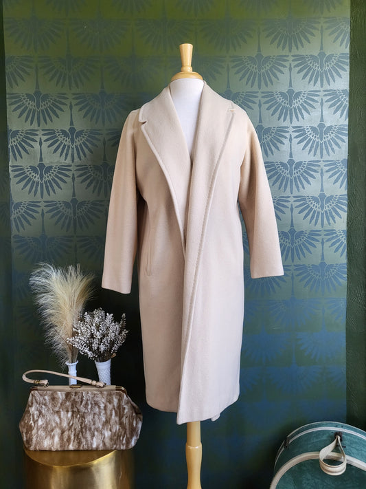 SOLD - Vintage 1950's Cashmere Ladies Box Coat - Beige