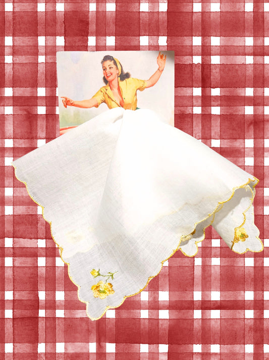 SOLD - Vintage Handkerchief Pinup Card