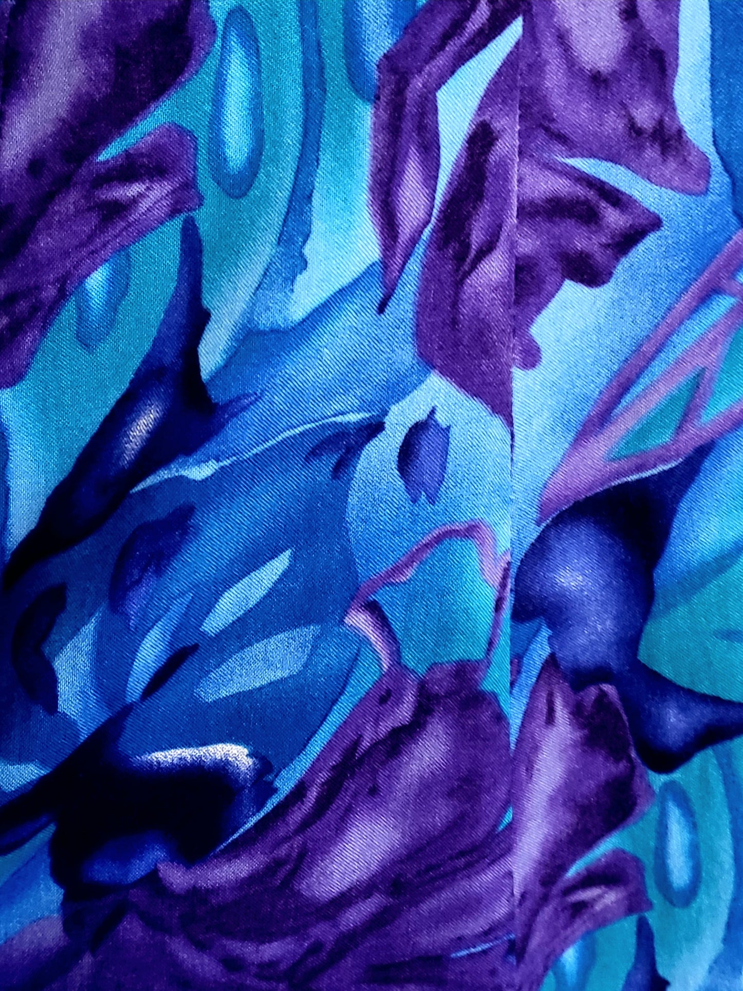 SOLD - Vintage "All That Jazz" Tropical Leaf Print Sun Dress - Blue/Purple