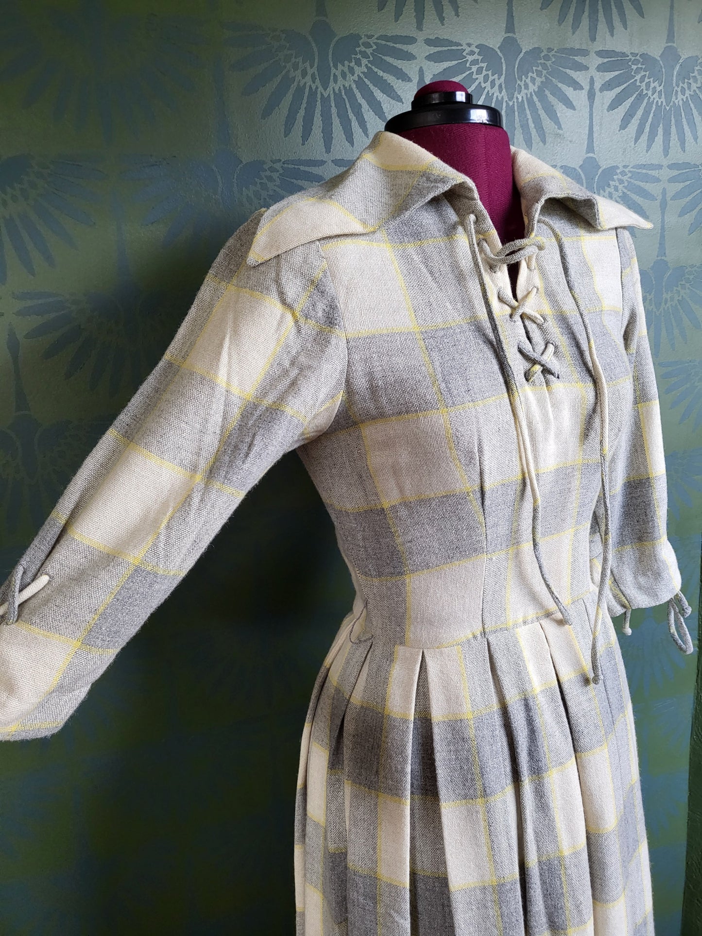 Vintage 1940's - 1950's Carol King Fashions Wool Plaid Dress