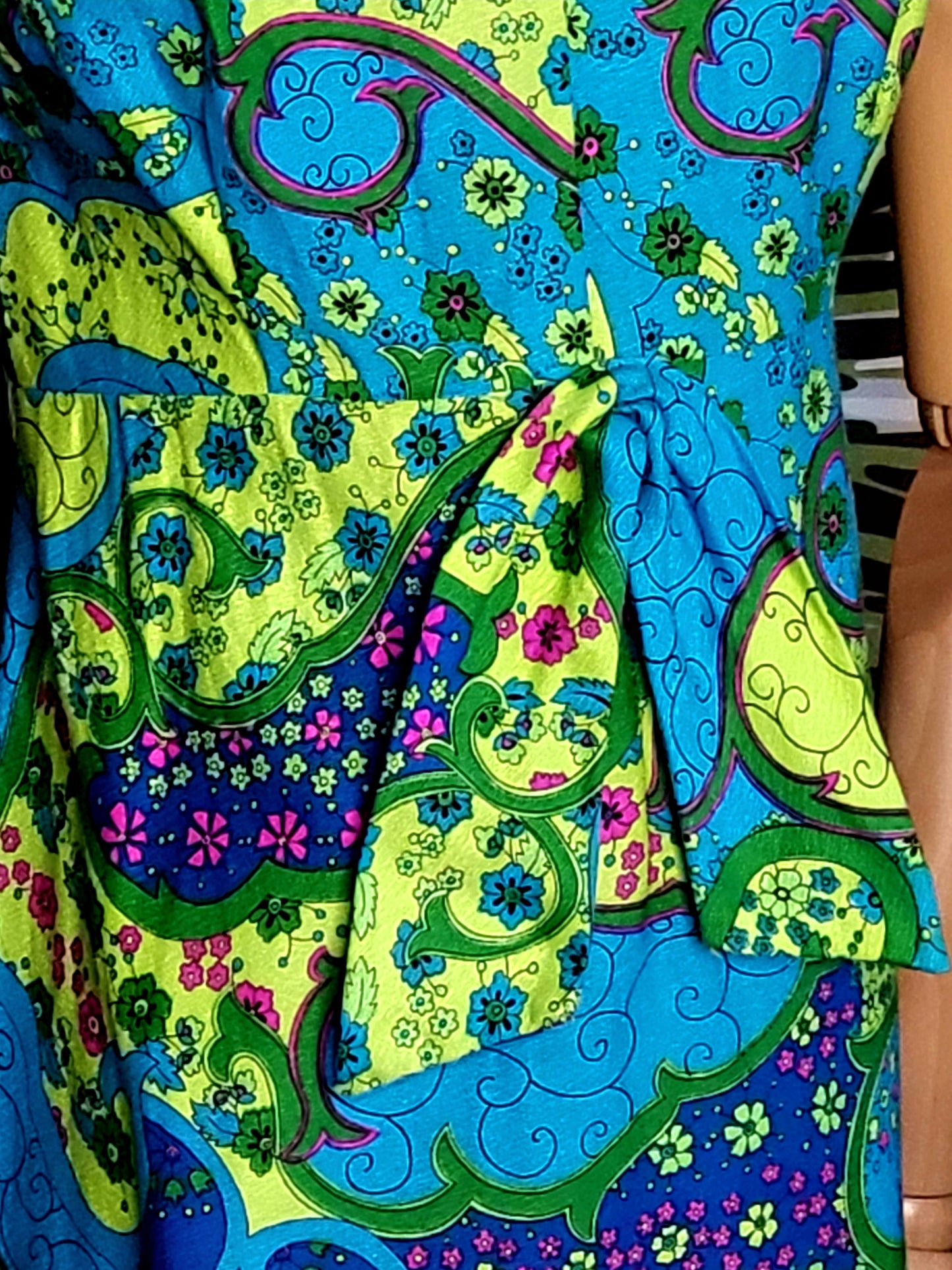 SOLD - Vintage 1960's-1970's ELEU Hawaiian Psychedelic Paisley Maxi Dress