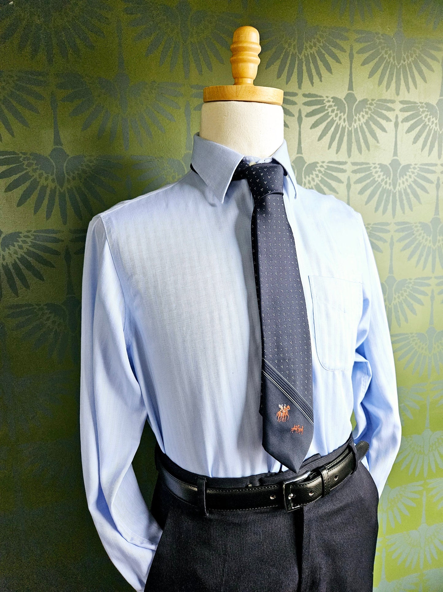 STYLE 5019 - Pre-owned "Ralph Lauren" Light Blue Striped Dress Shirt