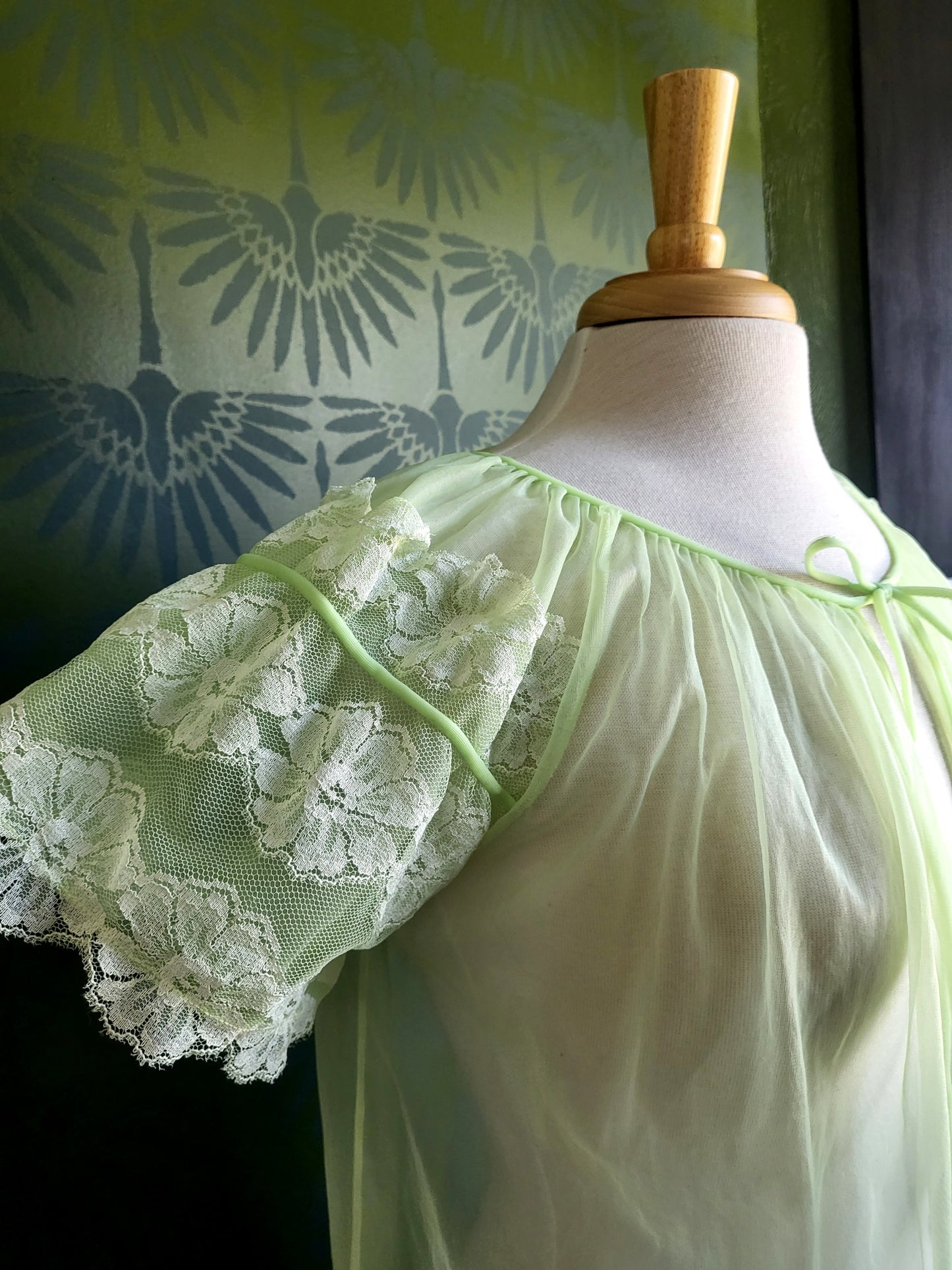 SOLD - Vintage Lime Green Negligee Robe