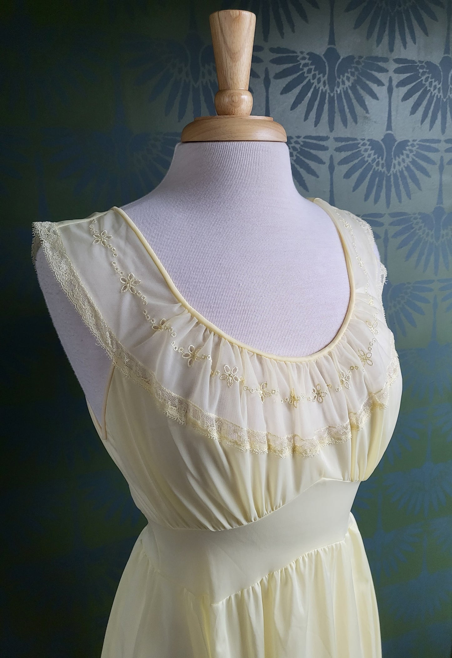 SOLD - Vintage 1950's-1960's Lemon Yellow Chiffon Slip Negligee