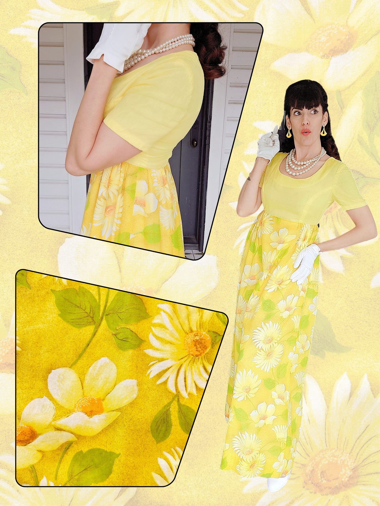 STYLE 1050 - Vintage 1960's-1970's Flower Power Maxi Dress