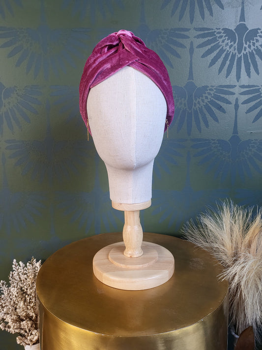 HAT67 - Velvet Turban-Pink