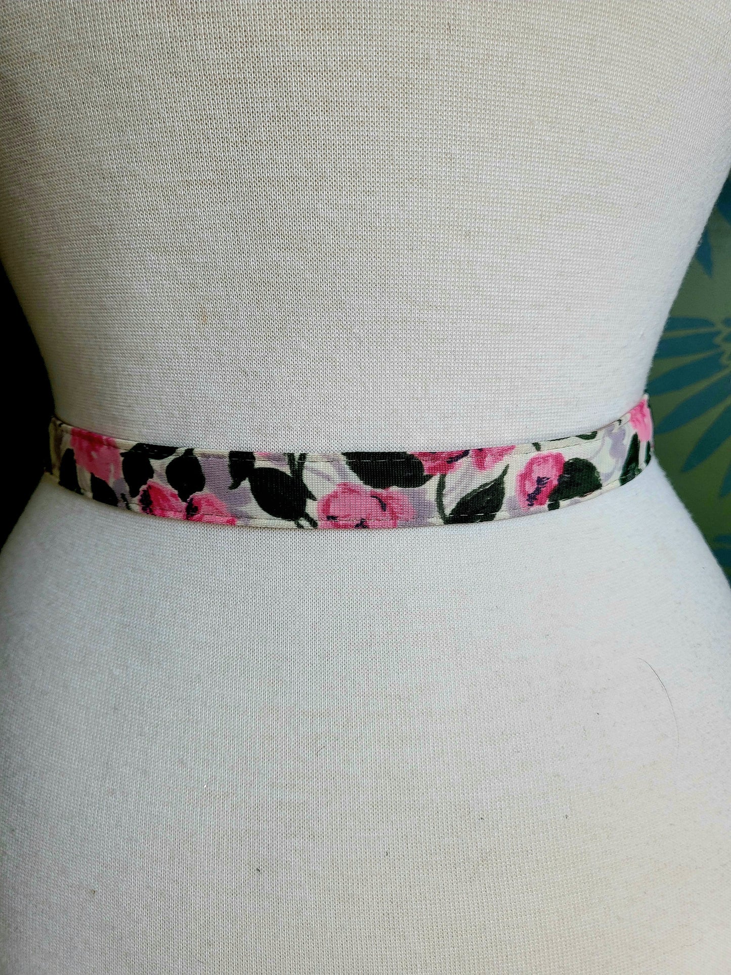 Vintage Lane Bryant "Dura Bac" Pink and Green Floral Belt