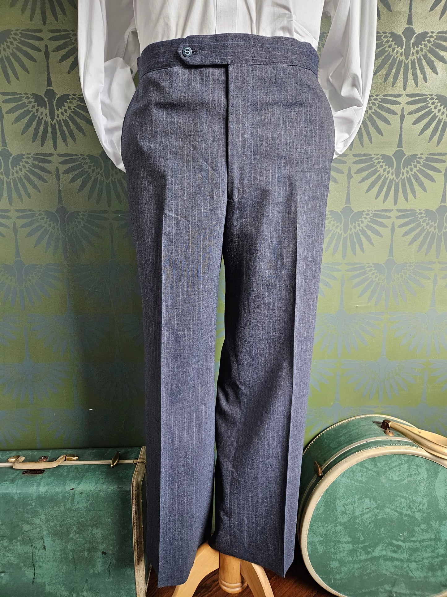 STYLE 8009 - Vintage "Sansabelt" Suit by Jaymar-Ruby" Gray Pinstripe