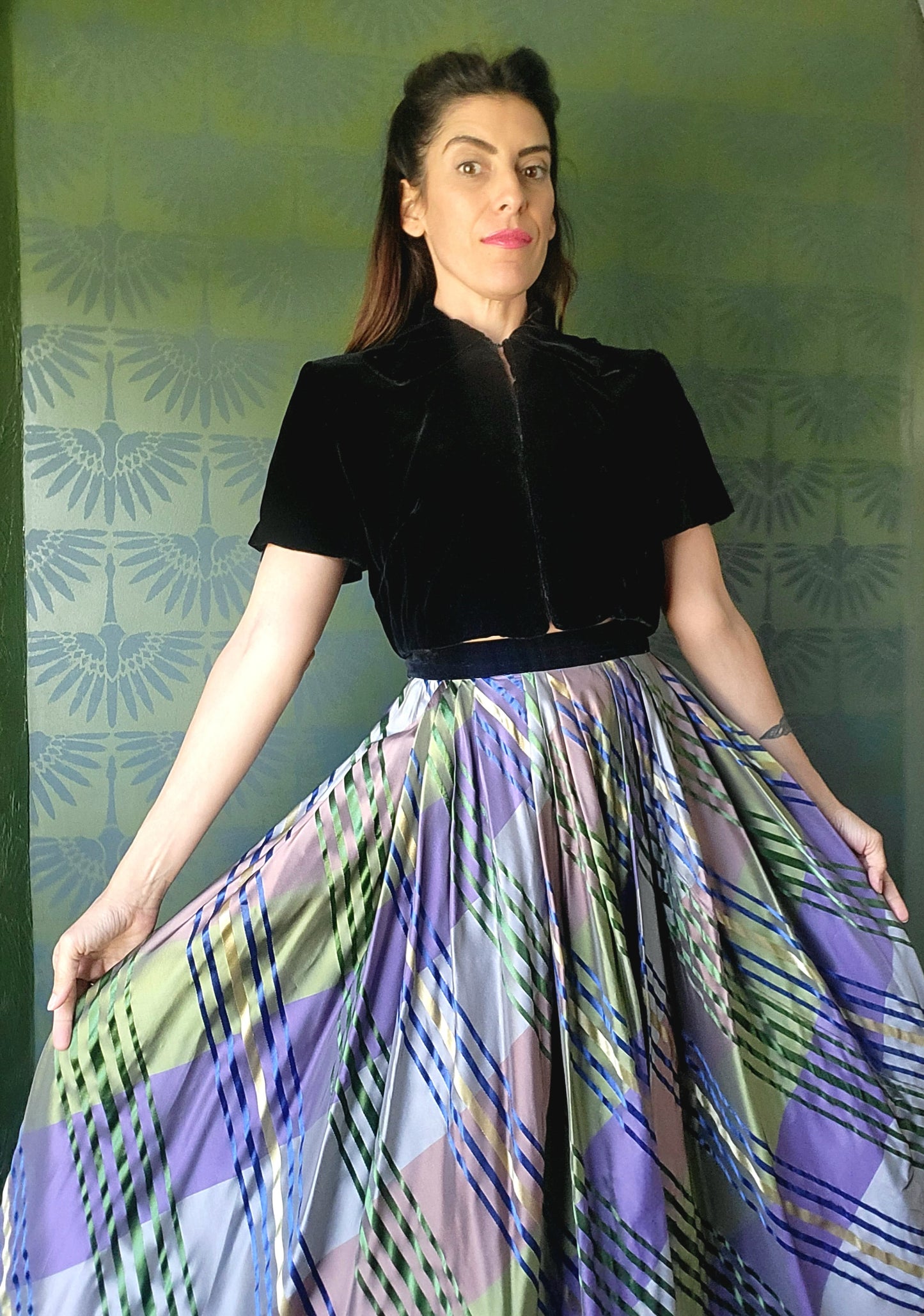 Vintage 1950's Jo Collins Full Skirt and Velvet Bolero Set