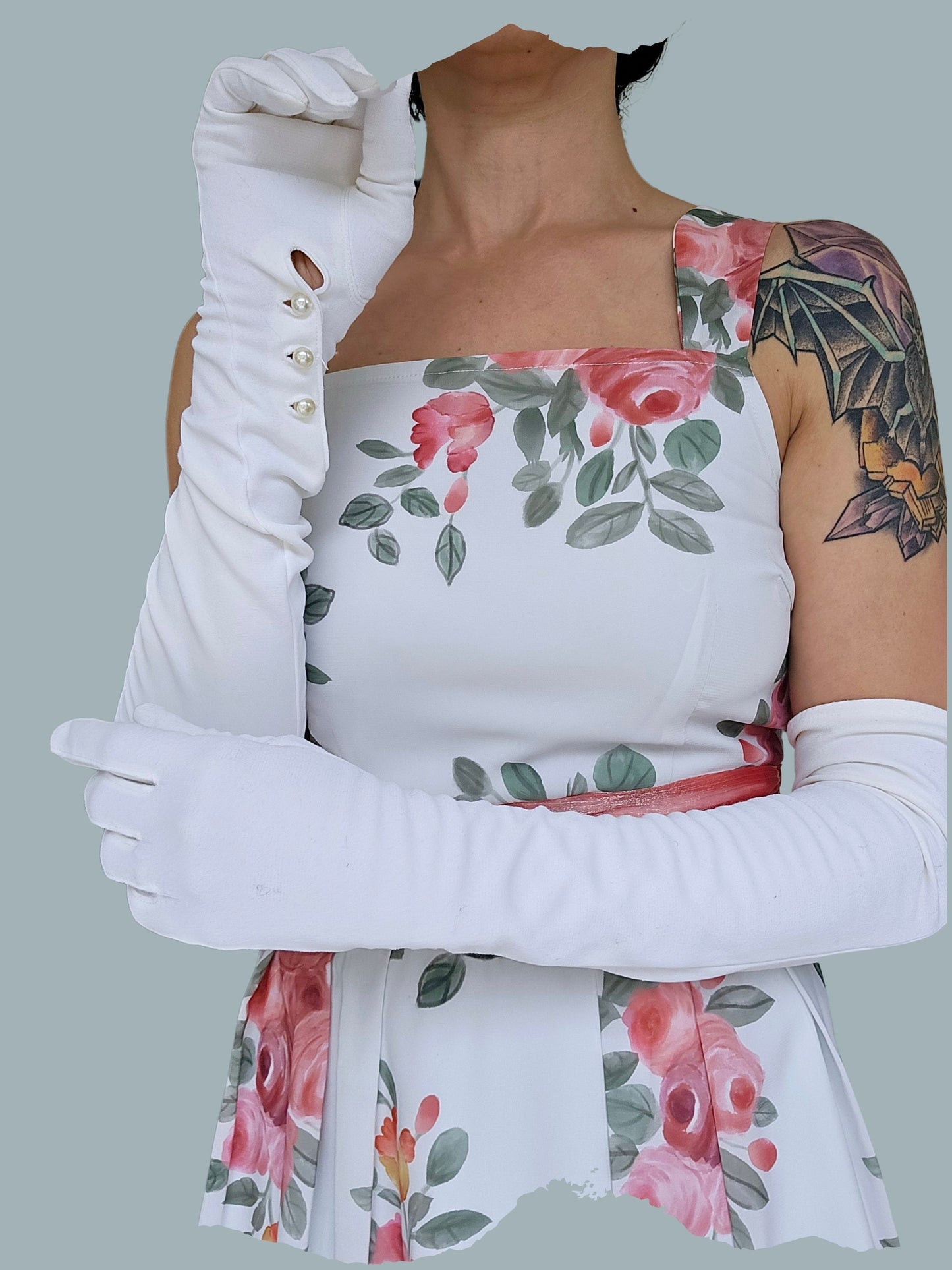 STYLE 3048 - Vintage 1950's "Shalimar" White Opera Gloves