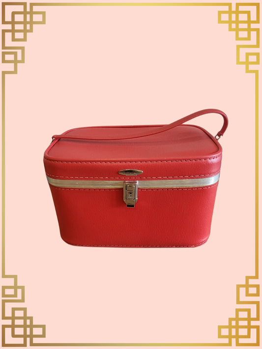 SOLD - Vintage Featherlite Red Train Case with Keys