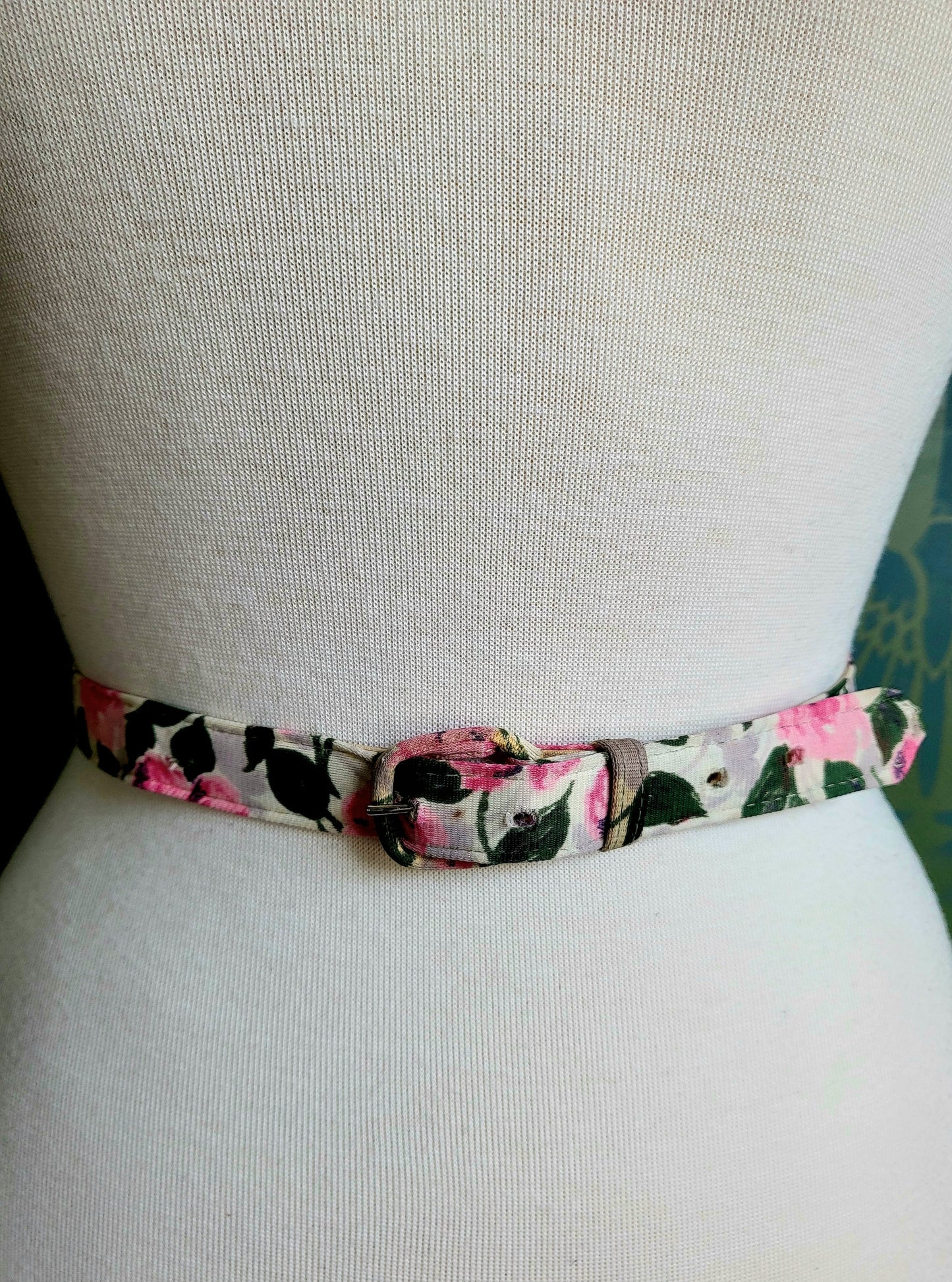 Vintage Lane Bryant "Dura Bac" Pink and Green Floral Belt