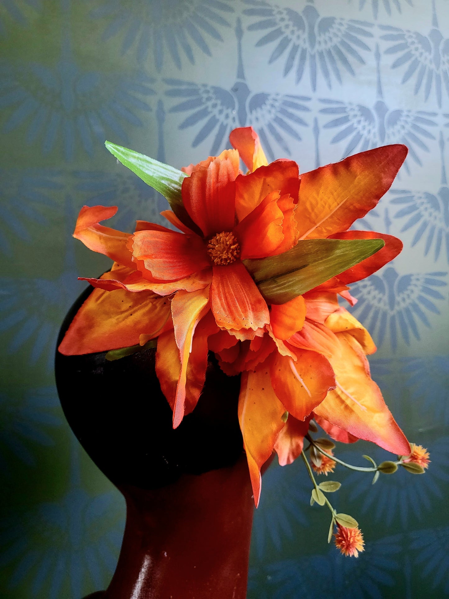 HAT60 - STYLE A - Orange Tropical Hair Flower