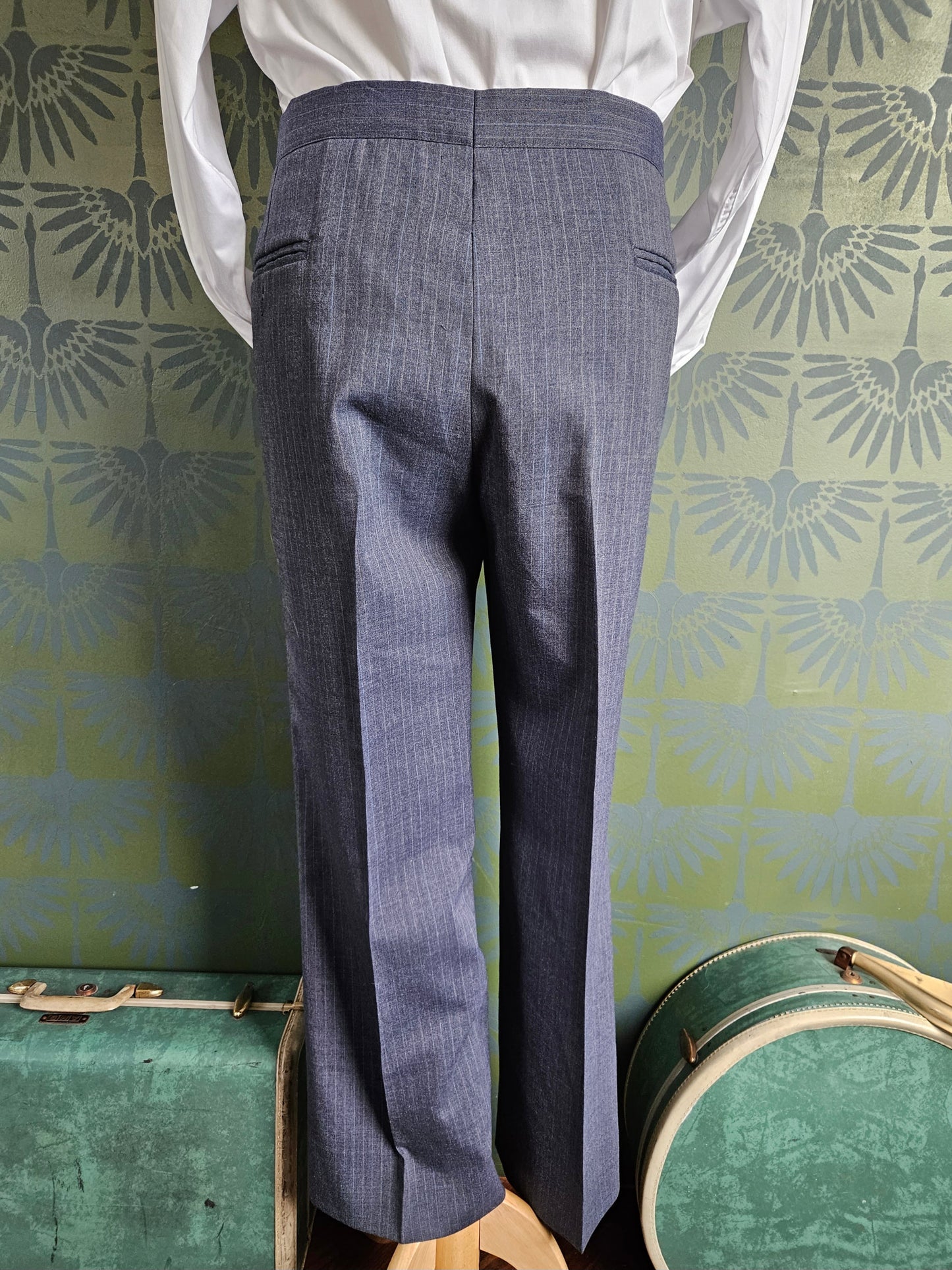 STYLE 8009 - Vintage "Sansabelt" Suit by Jaymar-Ruby" Gray Pinstripe