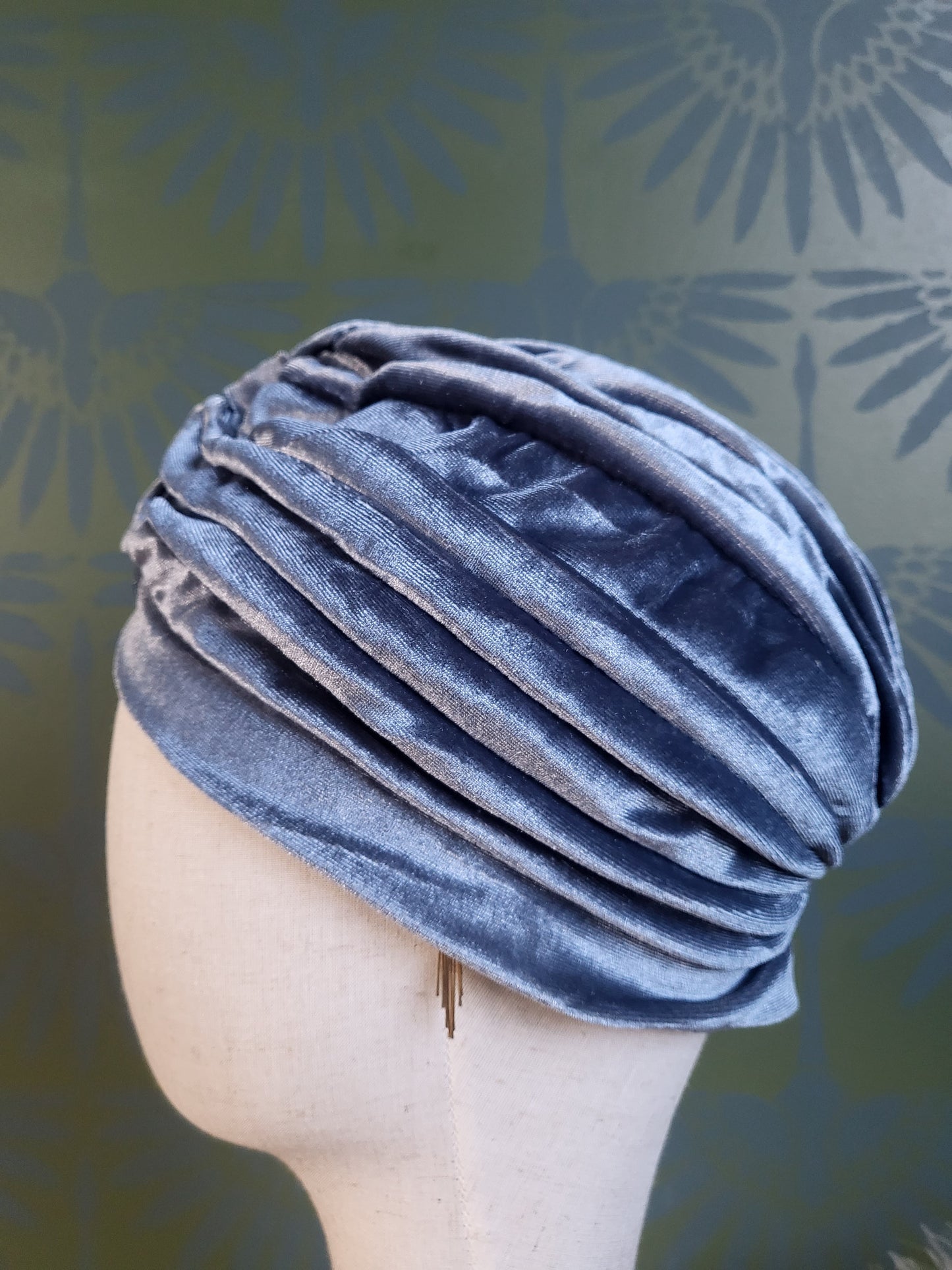 HAT65 - Velvet Turban -Blue Ice