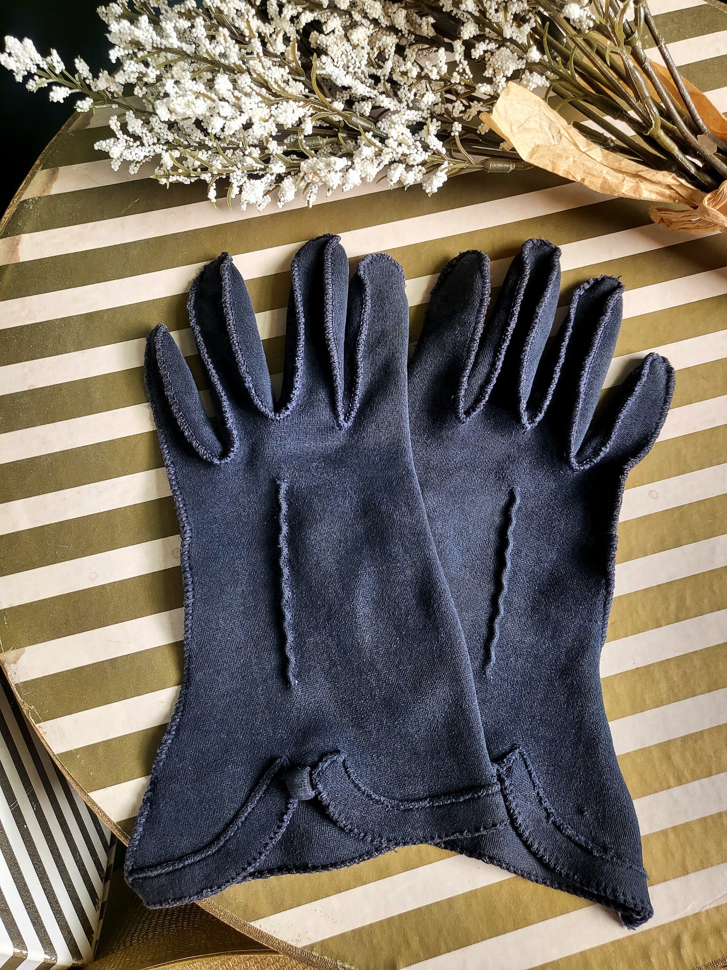 STYLE 3025 - Vintage 1950's-1960's "Lady Gay" Dark Navy Blue Gloves