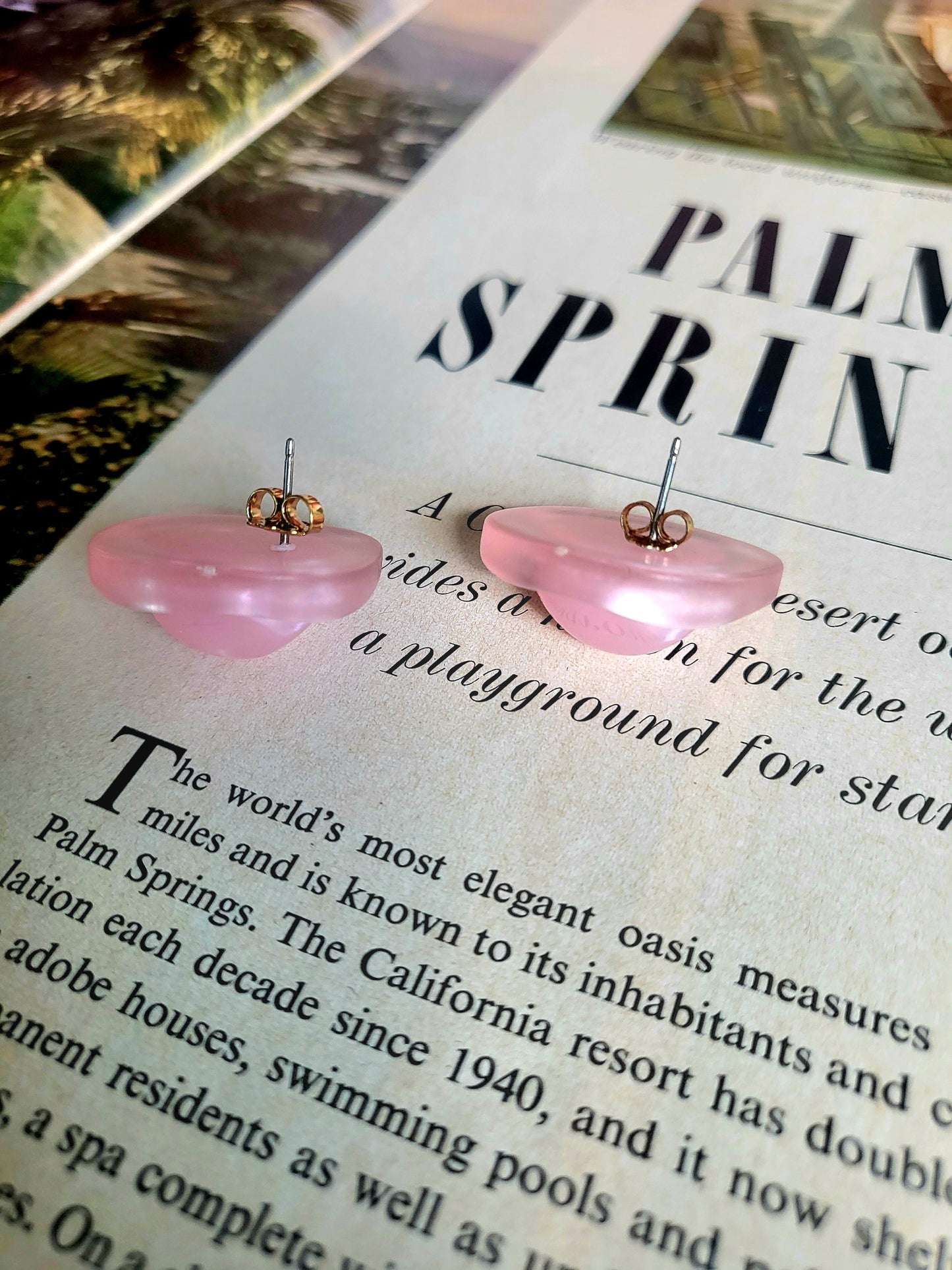 Vintage Bubble Gum Pink Studs (Pierced)