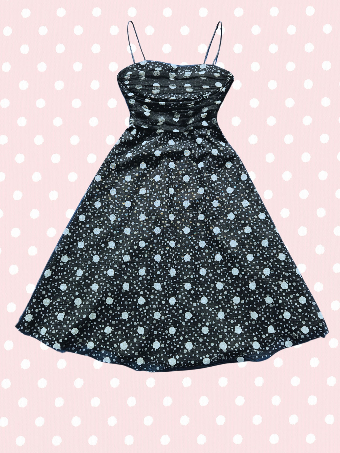 SOLD - Vintage 1980's "Jessica Howard" Polka Dot Party Dress