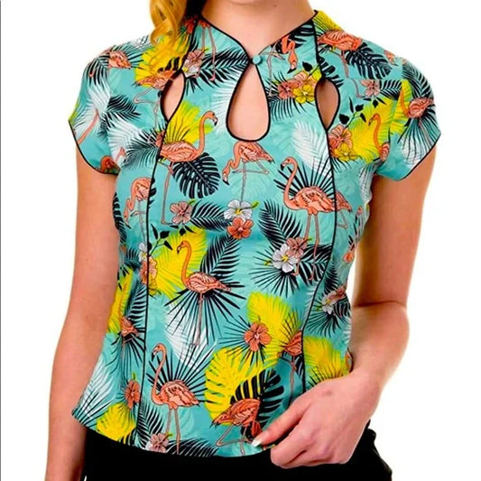 Banned Wanderlust Flamingo Blouse